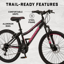Load image into Gallery viewer, 24&quot; Mongoose Excursion Mountain Pro Bike Off Road Trail Tires 21-Speed Bicycle
