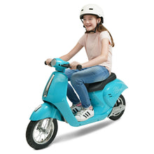 Load image into Gallery viewer, 24V Retro Euro-Style Battery-Powered Electric Scooter, Ages 13+ Blue
