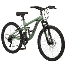 Load image into Gallery viewer, 24&quot; Major Mountain Pro Bike w/ Dual Suspension, 21-Speed Bicycle, Green
