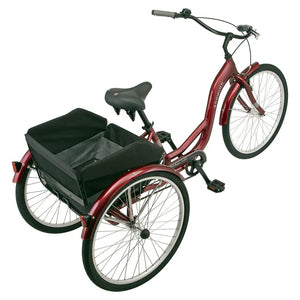 Adult 26" Meridian Comfortable Tricycle w/ Rear Storage Basket, Cherry Red
