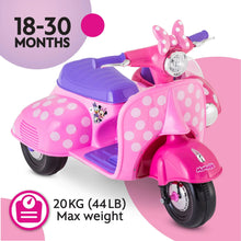 Load image into Gallery viewer, Minnie Mouse Battery-Powered Electric Scooter w/ Side Car, 18-30 Months, Pink
