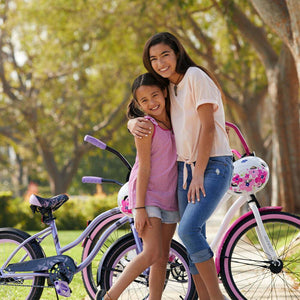 Girl's Fairmont Cruiser Bike 24" Perfect Fit Steel Frame, White and Pink