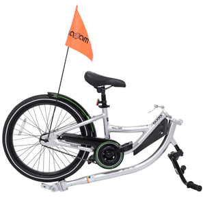 20" Wheel Co-Pilot Children's Steel Frame Bike Trailer with Safety Flag, Silver