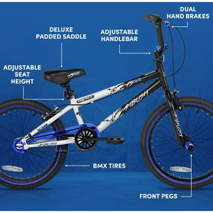 20" Ambush BMX Bike Sturdy Frame w/ Front Pegs, Ages 8-12, Rider Height 4'2"+