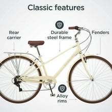 Load image into Gallery viewer, Women&#39;s 700c Admiral Comfortable Everyday Bike, 7-Speed Grip Shifter, Cream
