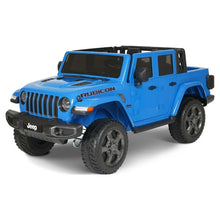 Load image into Gallery viewer, 12V Jeep Gladiator Ride-On Truck Battery-Powered Vehicle w/ Sound Effects, Blue, Ages 3+
