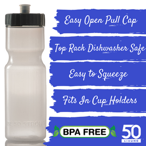 Easy-Squeeze Bike Water Bottle with Cage, 22 oz