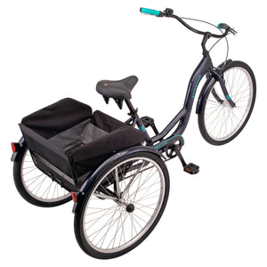 Adult 26" Meridian Comfortable Tricycle w/ Rear Storage Basket, Navy Blue