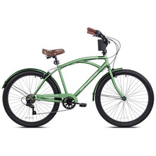 Load image into Gallery viewer, Men&#39;s 26&quot; Bayside Beach Cruiser Bike Perfect Fit Steel Frame, 7-Speed, Green
