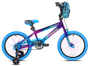 Girls' Illusion BMX Bike 18" Wheels w/ Removable Training Wheels, Blue Purple, Height 3'-8"+