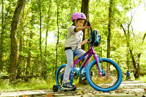 Girls' Illusion BMX Bike 18" Wheels w/ Removable Training Wheels, Blue Purple, Height 3'-8"+