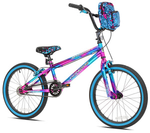 Girls' 2 Illusion BMX Bike 20" Wheels and Steel Frame Comfort Ride, Blue Purple