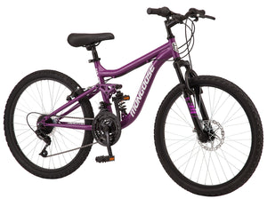 Girl's 24" Major Mountain Pro Bike w/ Dual Suspension, 21-Speed Bicycle, Purple