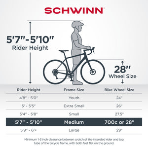 700c Schwinn Millsaps Men's Lightweight Road Bike 14-Speed w/ Cyclocross Tires