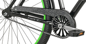 26" Men's La Jolla Beach Cruiser Bike Comfy Frame, Single Speed, Black & Green