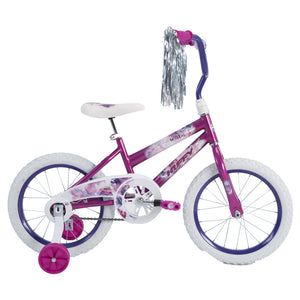 Girls Bike 16" Wheels Sea Star Theme w/ Training Wheels, Ages 4-6, Metallic Pink
