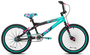 Girl's 20" Tempest BMX Bike w/ Front Pegs Cool Aqua Graphics, Rider Height 4'2"+