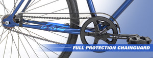 700c Thruster Fixie Bike Steel Frame, Single Speed, Rider Height 5'4"+, Blue