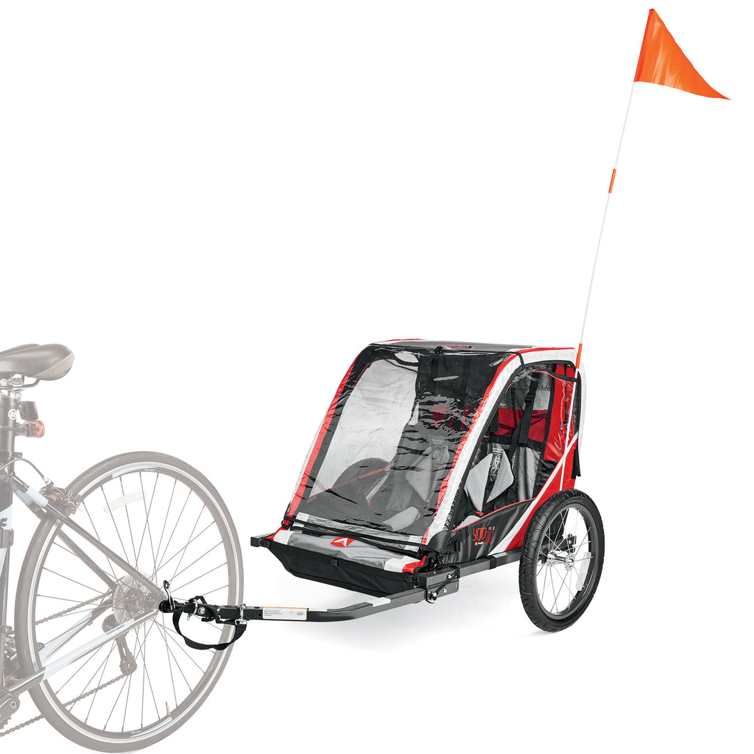 Deluxe Steel 2-Child Bicycle Trailer w/ Removable Bug and Rain Shield, Red
